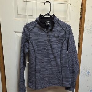The North Face Black and Gray Striped Quarter-Zip Pullover
